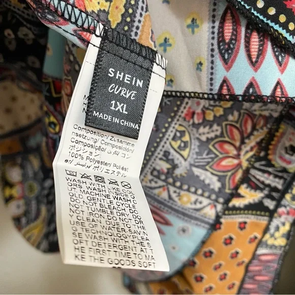 Women’s SHEIN curve breezaya XL Patchwork Print Dress grunge square neck - Picture 5 of 7